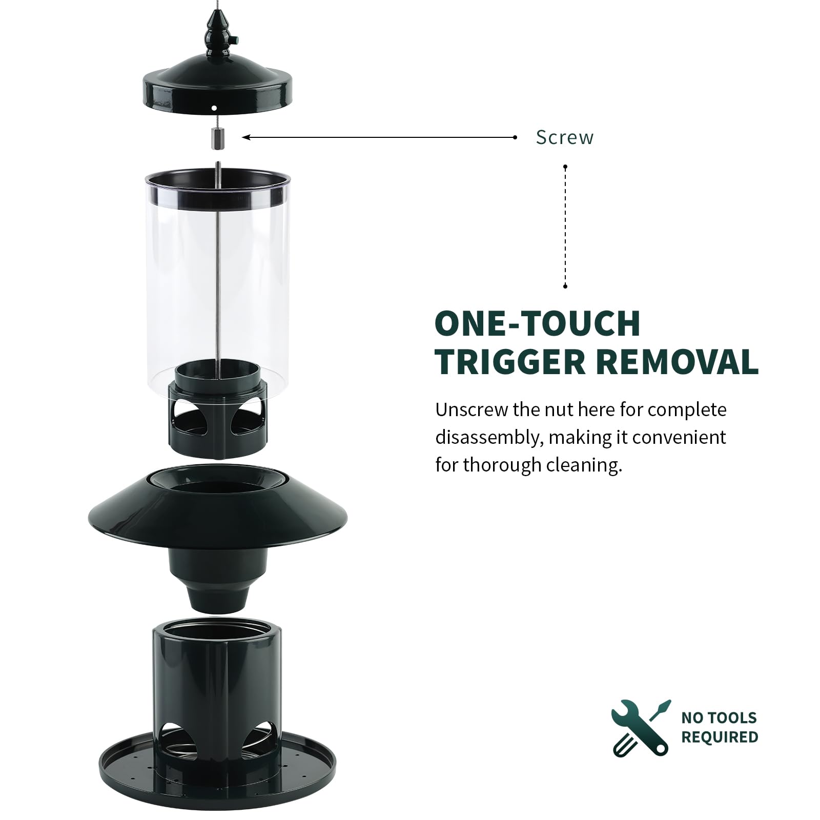 Dreamdrawer feeder hanging with scale comparison to show compact outdoor fit