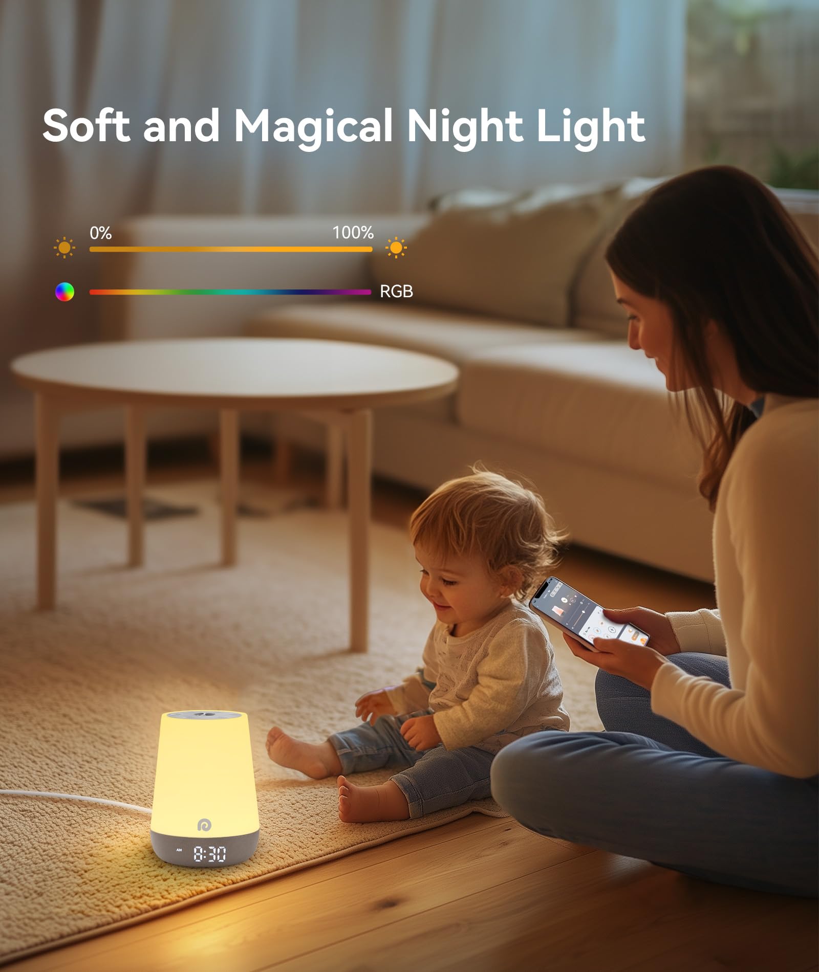 Dreamegg luz nocturna encendida en habitación infantil, crea ambiente relajante