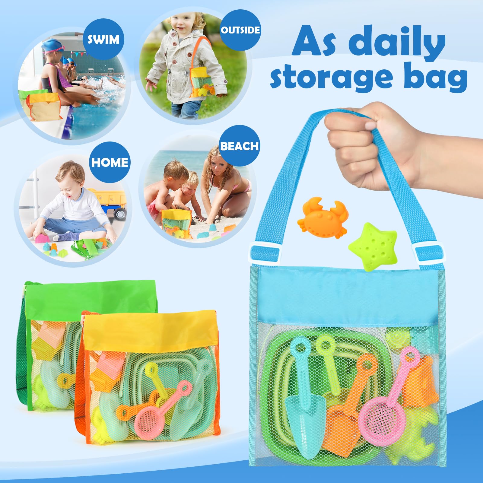 Dreamon bolsa de malla con conchas para sacudir arena fácilmente