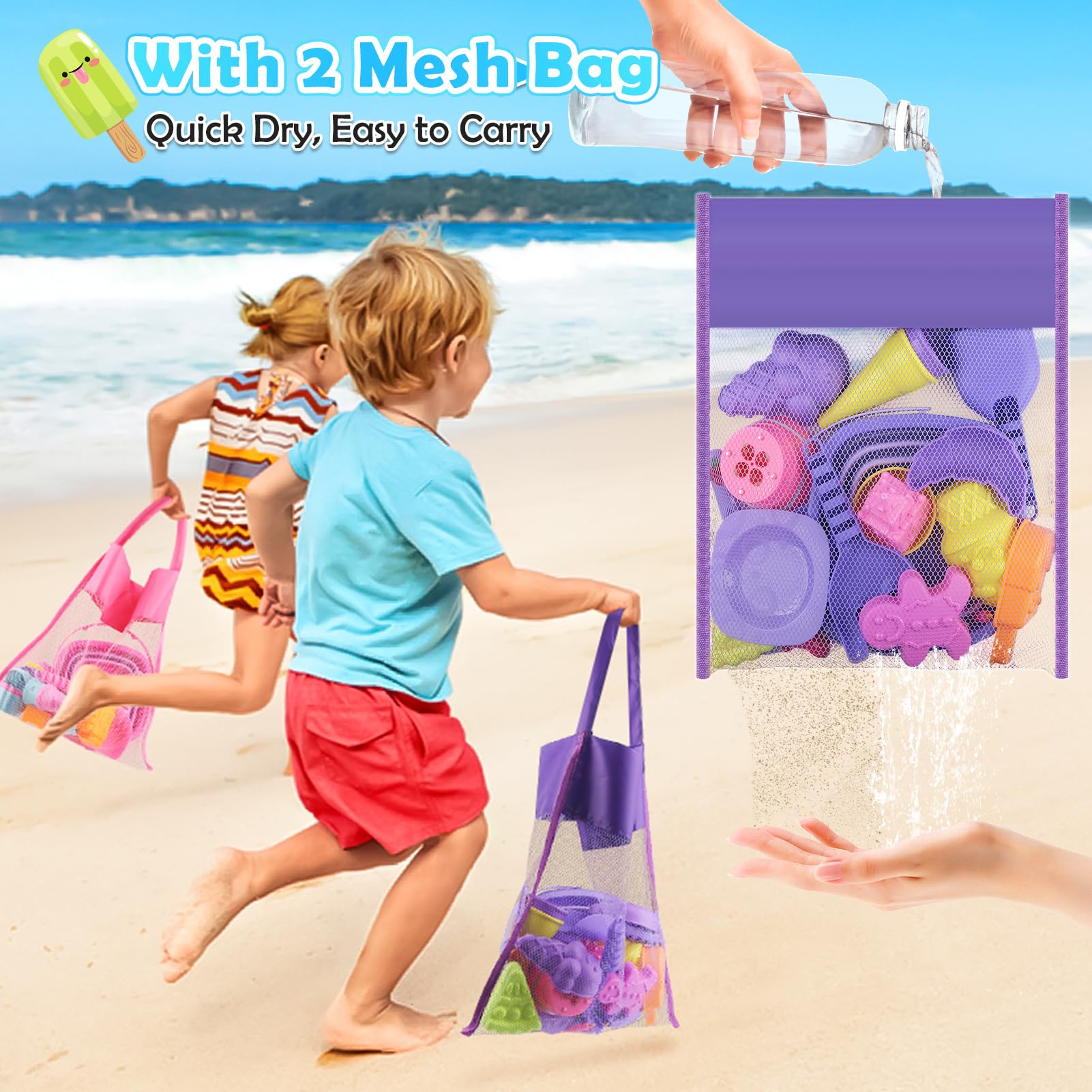 Dreamon bolsas de malla con moldes y cubos para transporte ordenado