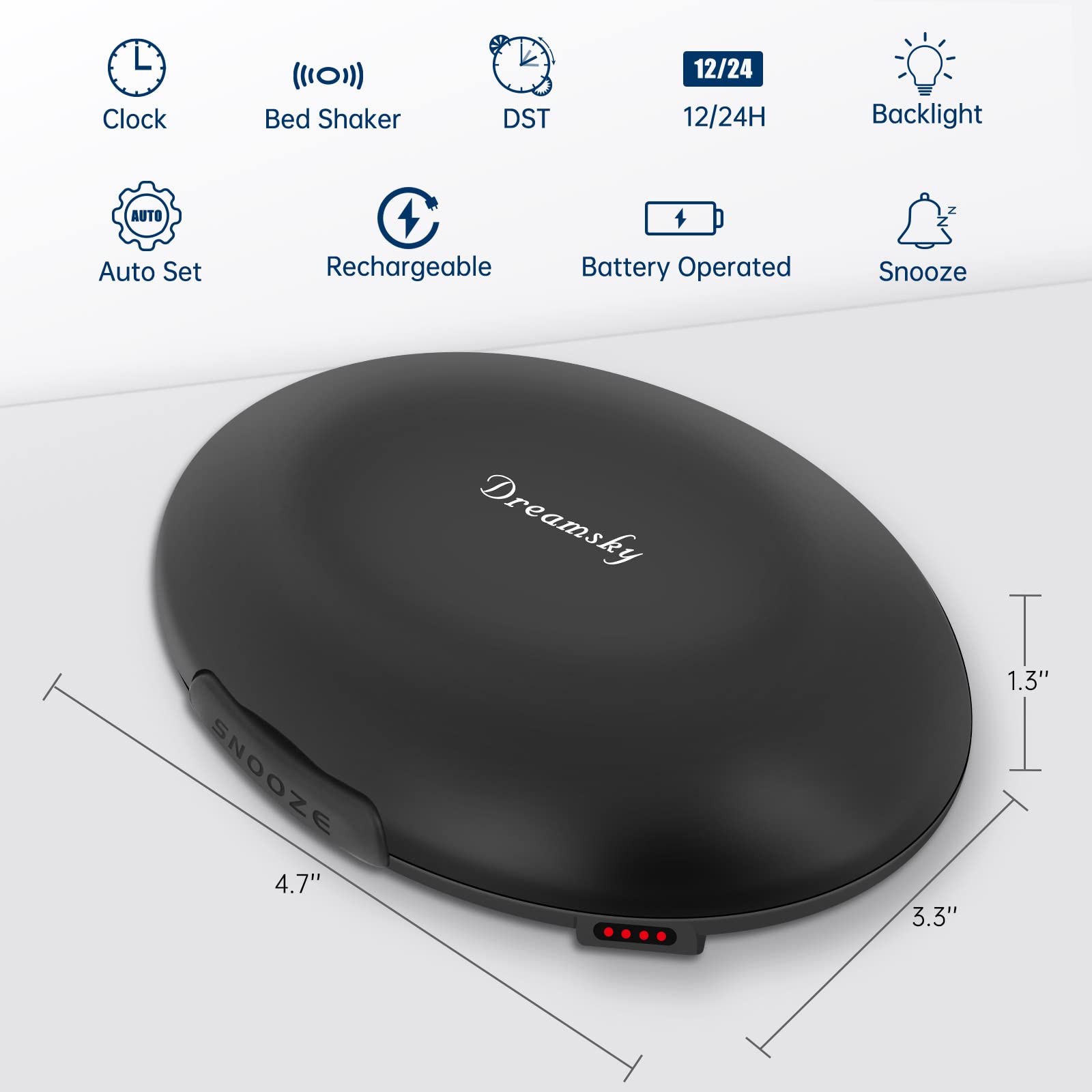 DreamSky panel de botones mostrando selección de 5 niveles de vibración potente