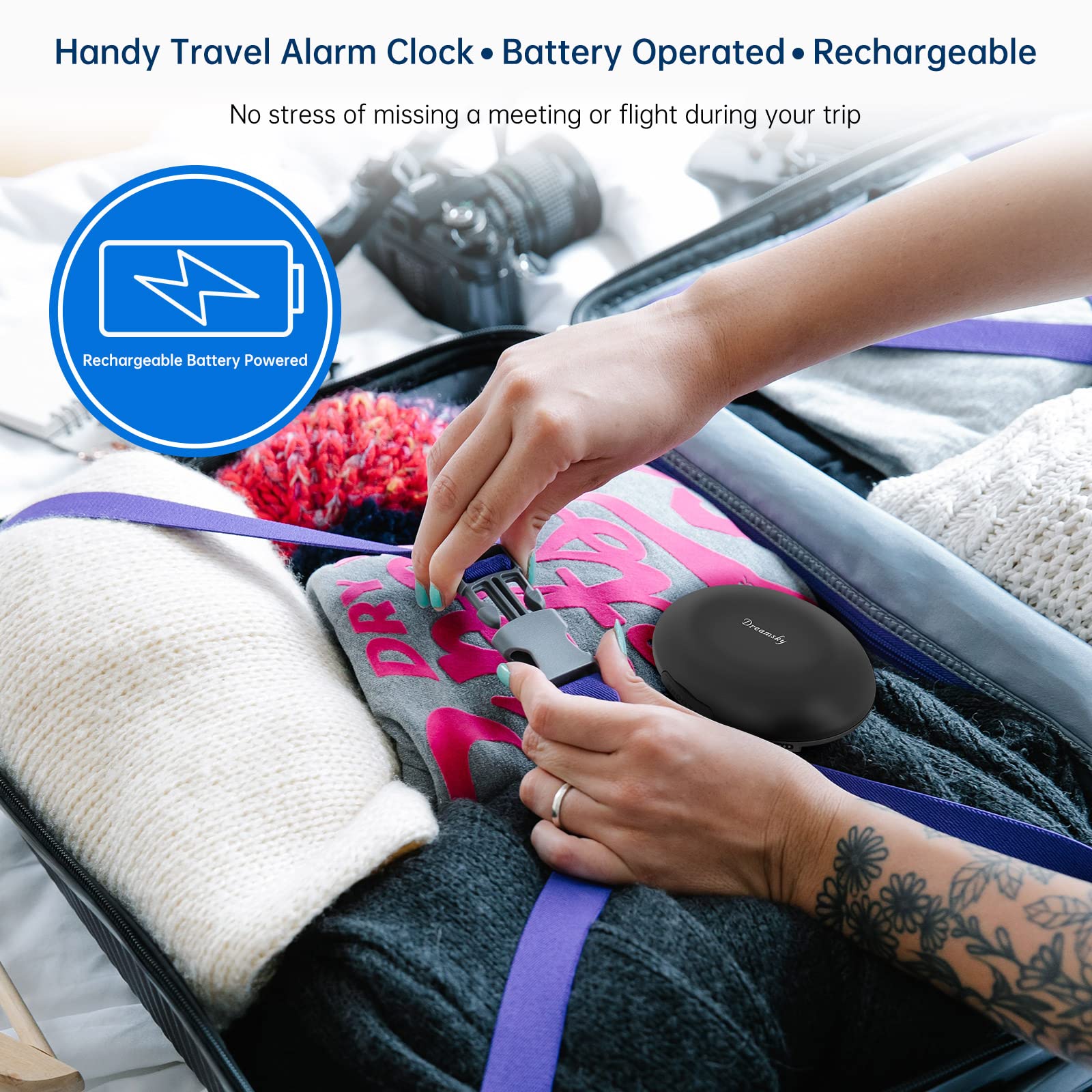 DreamSky tamaño en mano para comparar dimensiones y facilidad de transporte