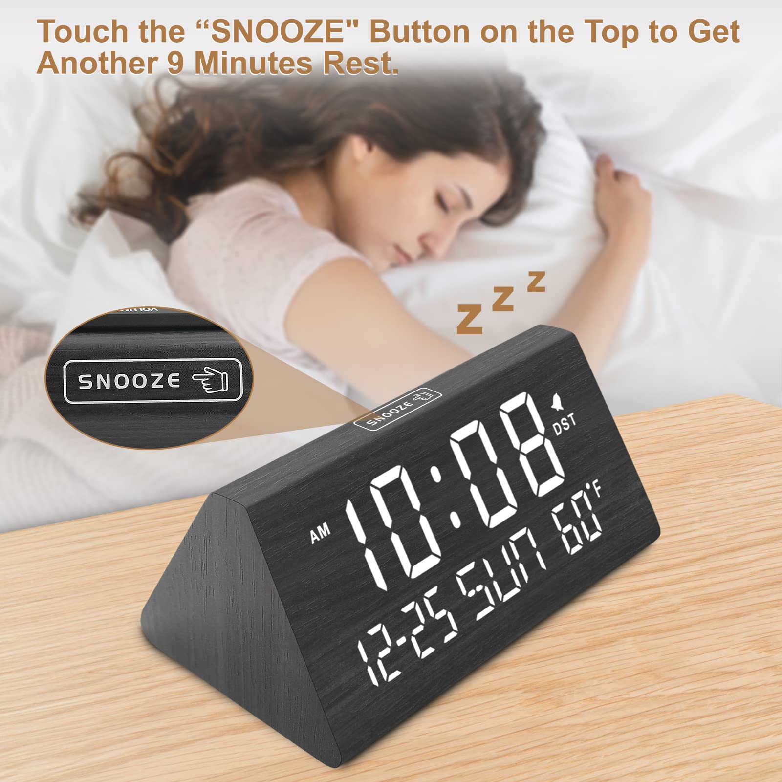 DreamSky reloj en mesilla mostrando baja luminosidad ideal nocturna