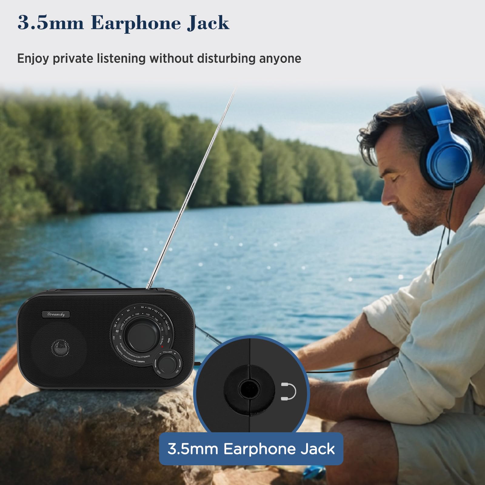 DreamSky radio en camping al aire libre ofreciendo entretenimiento y emergencia fiable