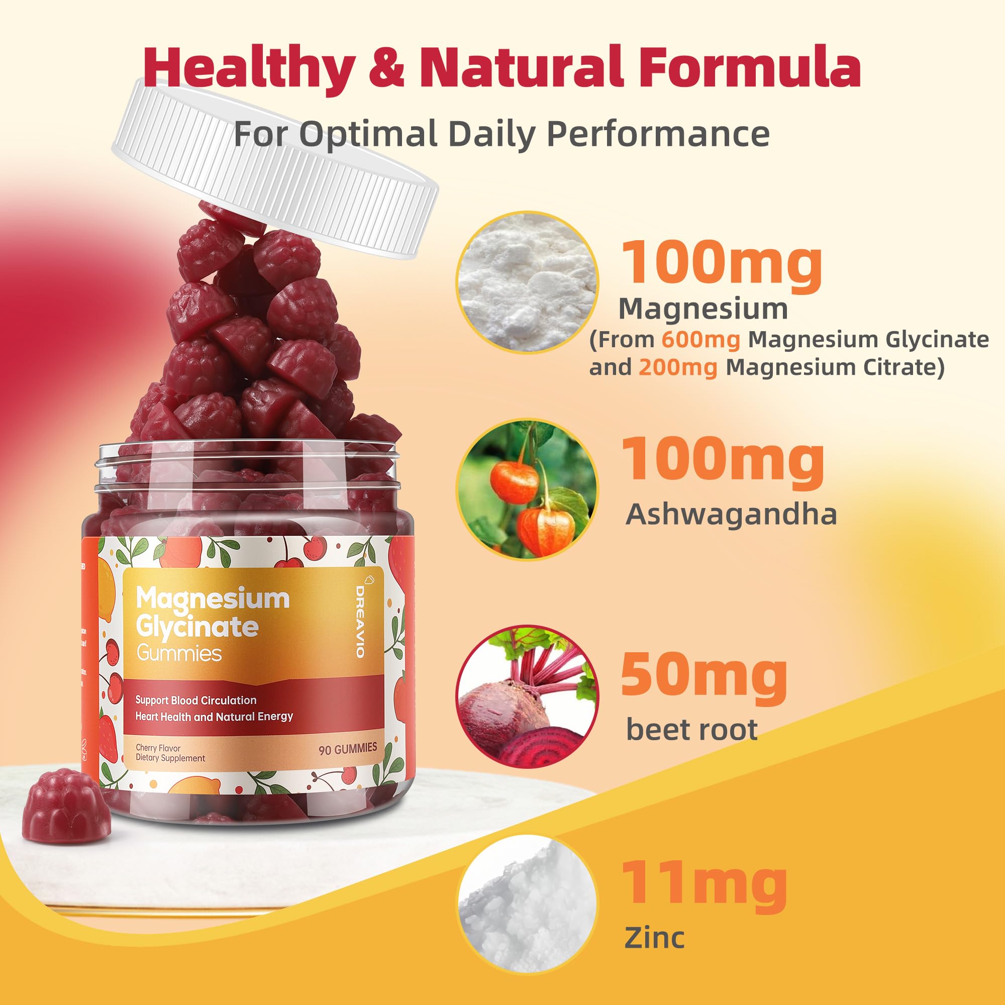 DREAVIO etiqueta nutricional legible con información de magnesio y nutrientes