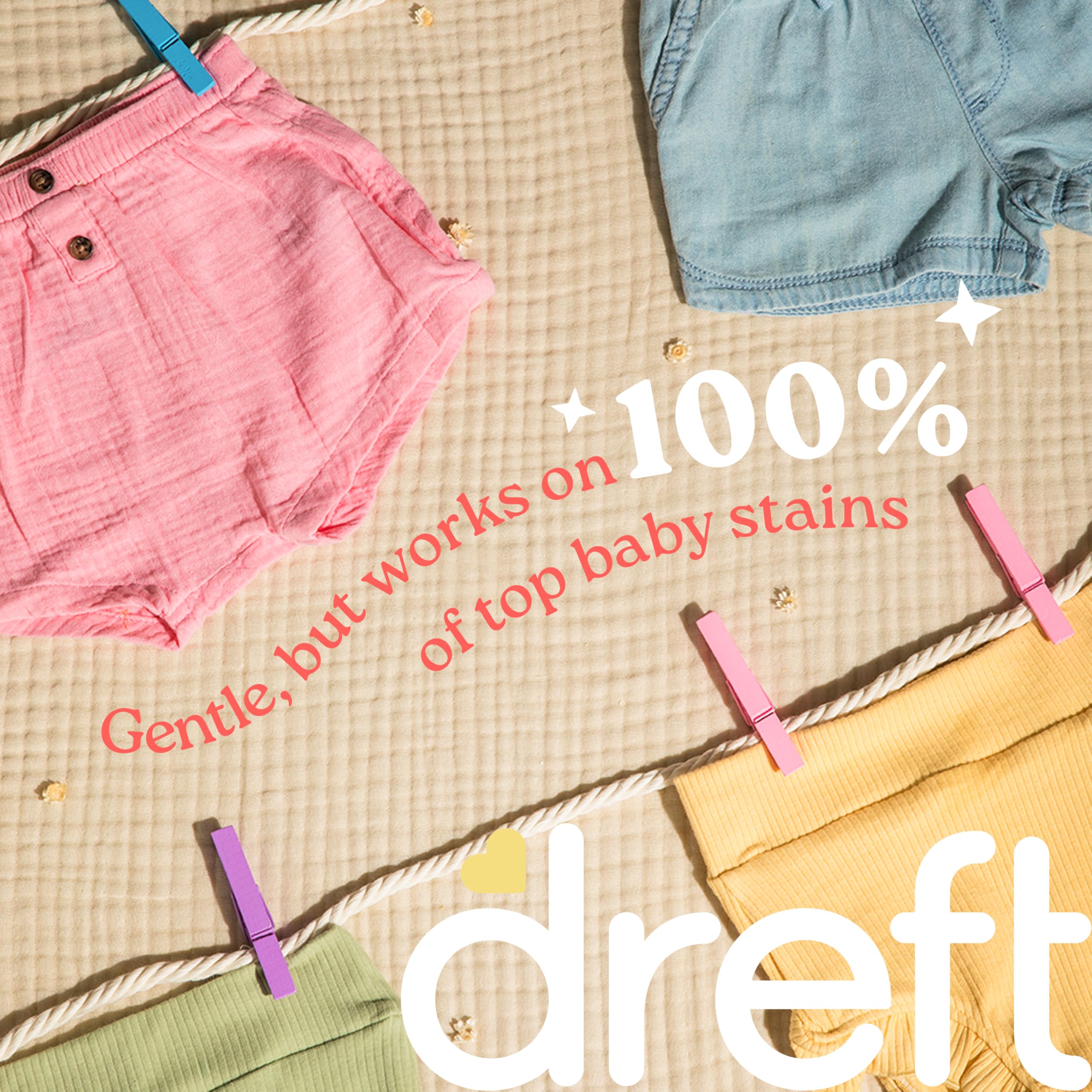 Dreft etiqueta con ingredientes destacando fórmula sin lejía ni colorantes