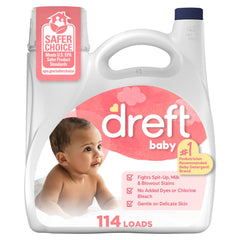 Dreft frontal botella 150 fl oz mostrando cantidad y uso seguro