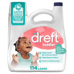 Dreft envase frontal mostrando que limpia manchas infantiles eficazmente