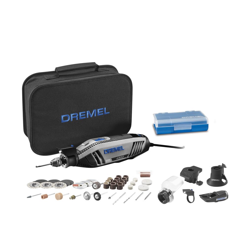 Dremel 4300 front view showing tool and included kit, ideal for versatile projects