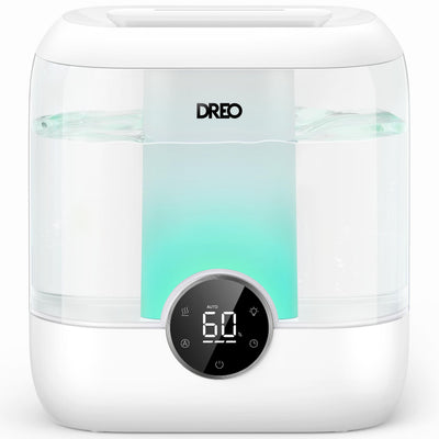 DREO HM524 front view showing LED display and humidity readout for precise comfort
