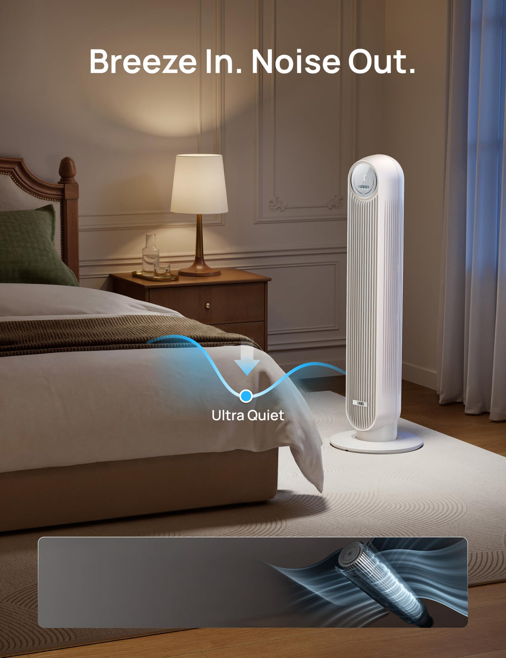DREO panel táctil y control remoto para ajustes cómodos y rápidos