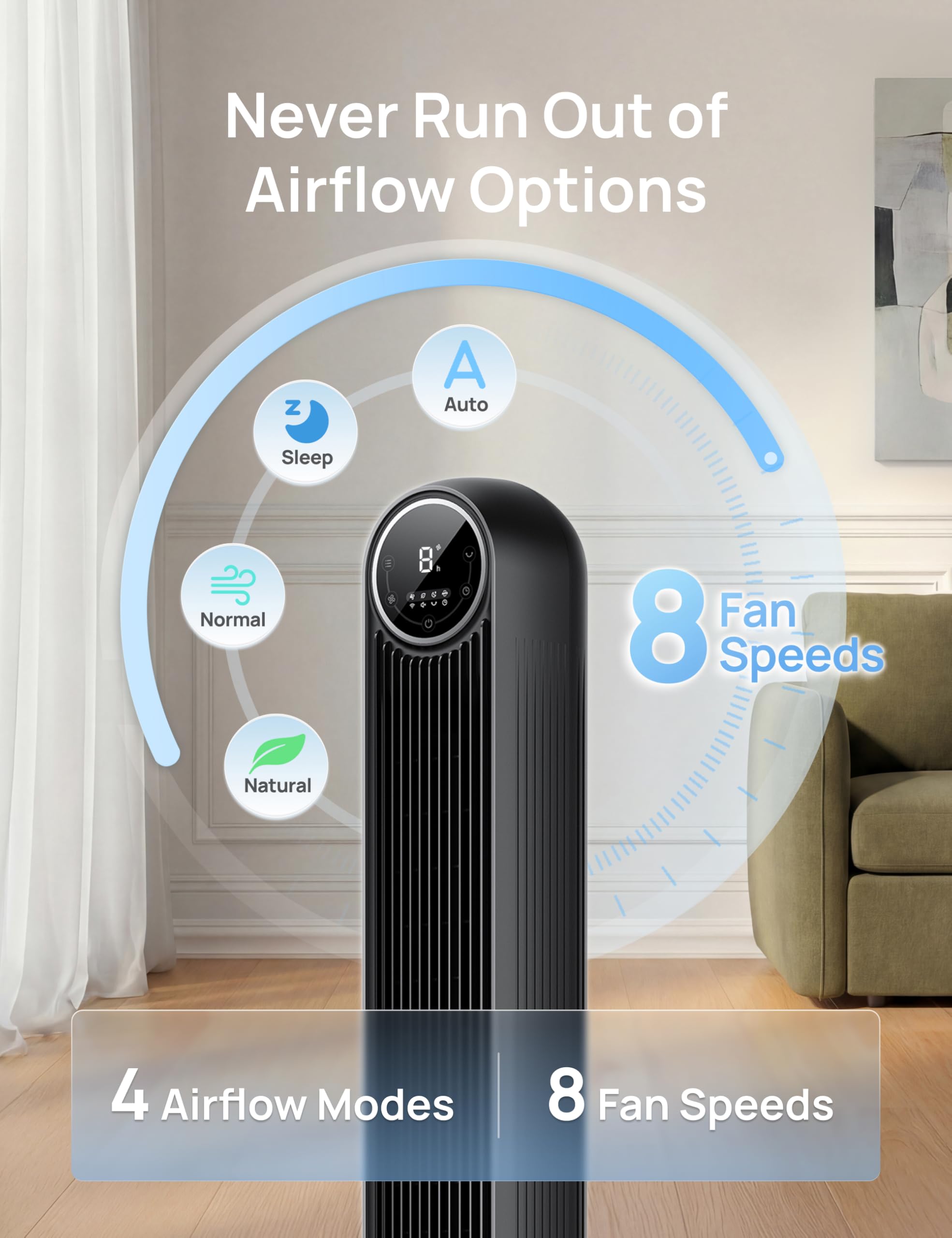 DREO fan controlled by mobile app on phone for smart scheduling and control
