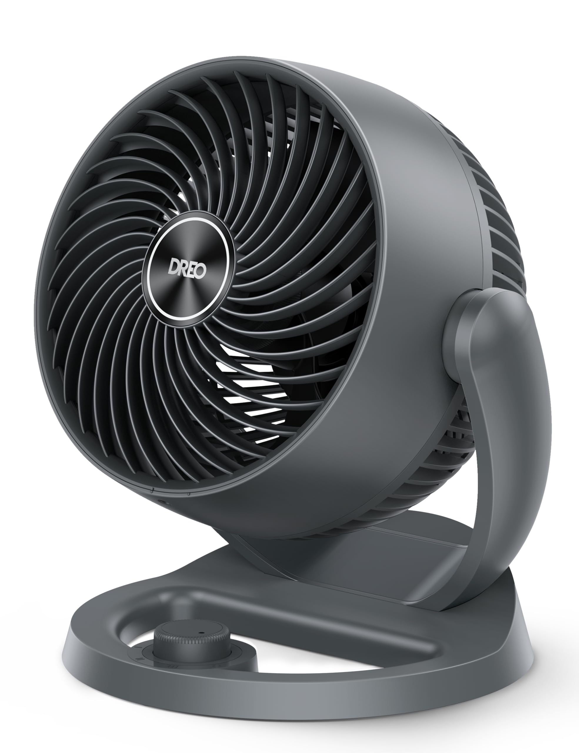 DREO ventilador frontal mostrando diseño compacto y potencia