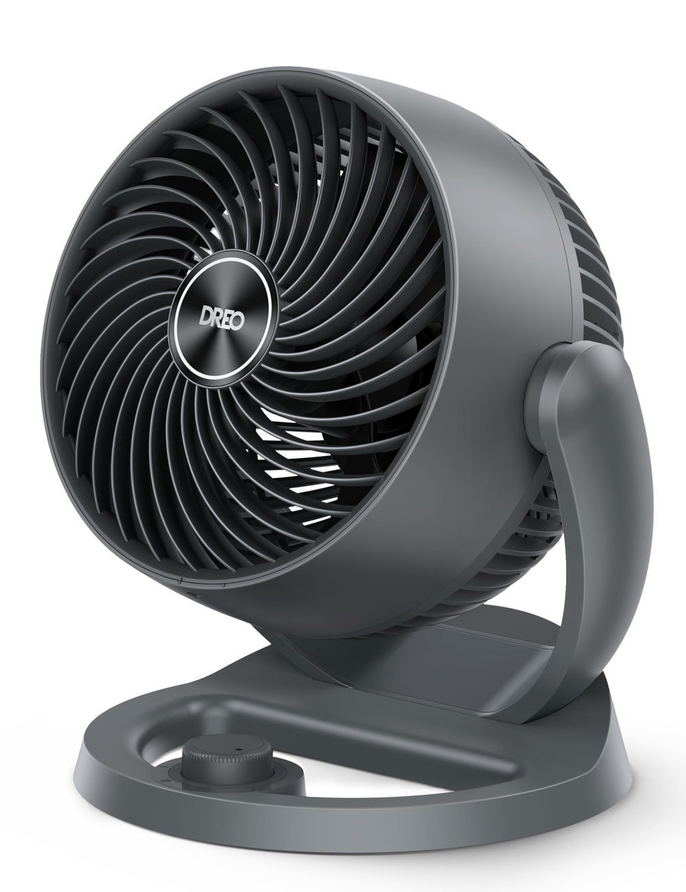 DREO ventilador frontal mostrando diseño compacto y potencia