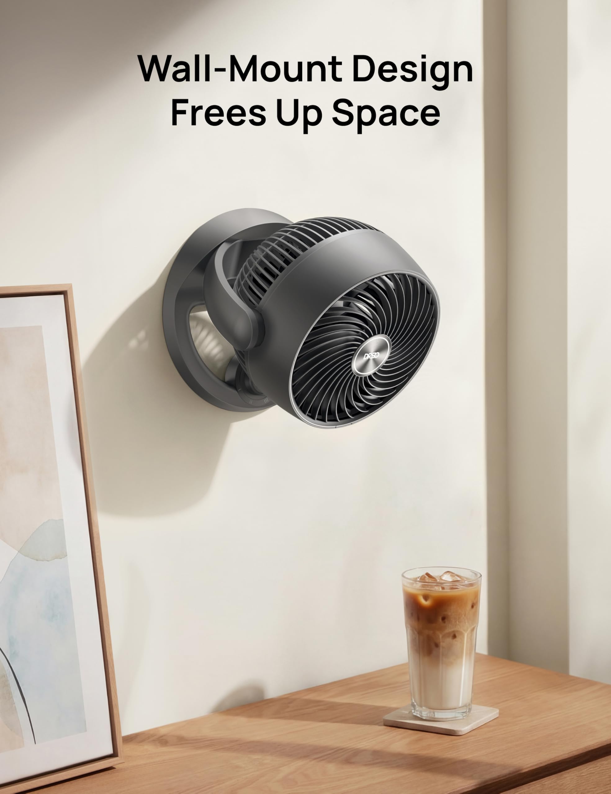 DREO ventilador en habitación nocturna operando silencioso