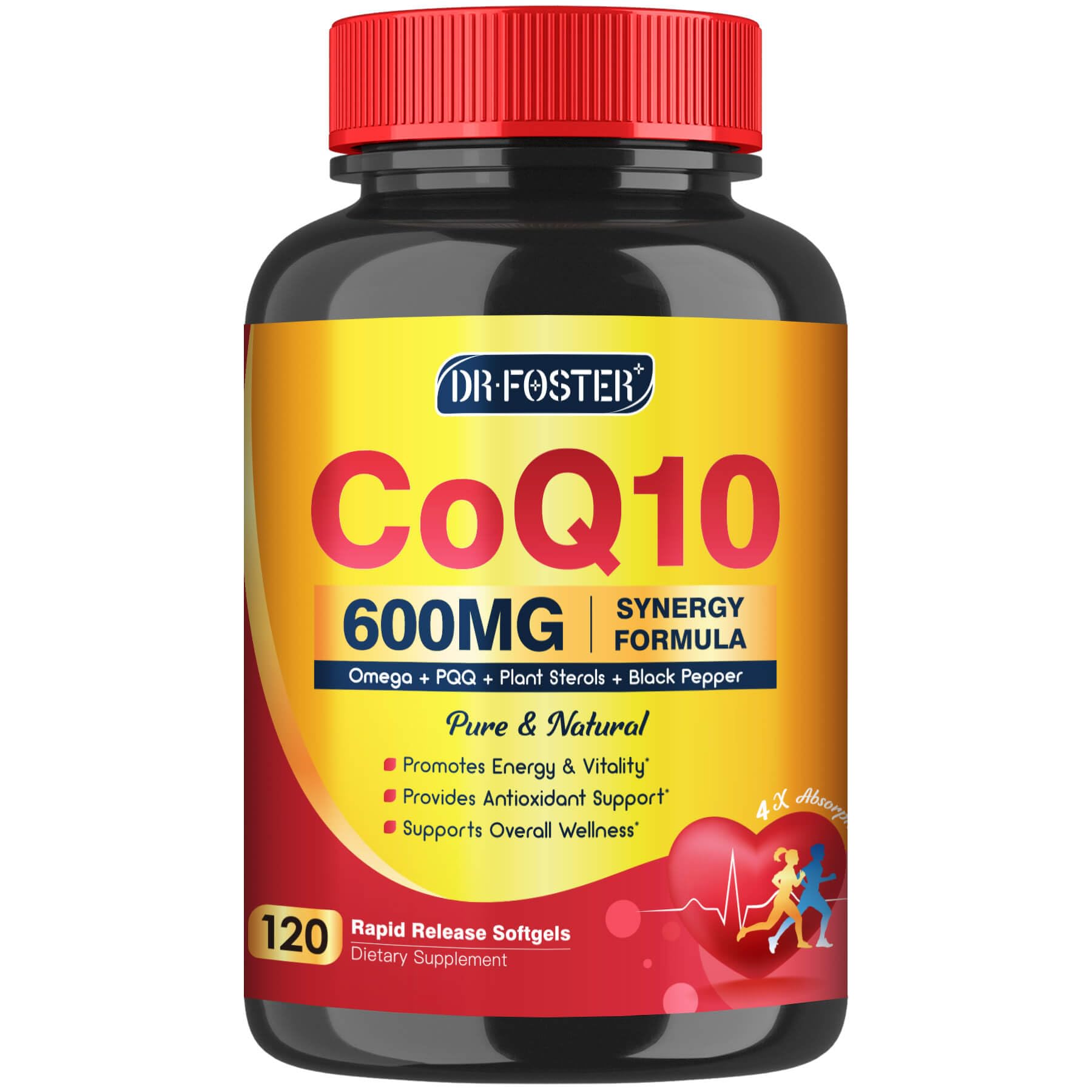 DRFOSTER frasco delante mostrando 120 softgels y beneficio concentración