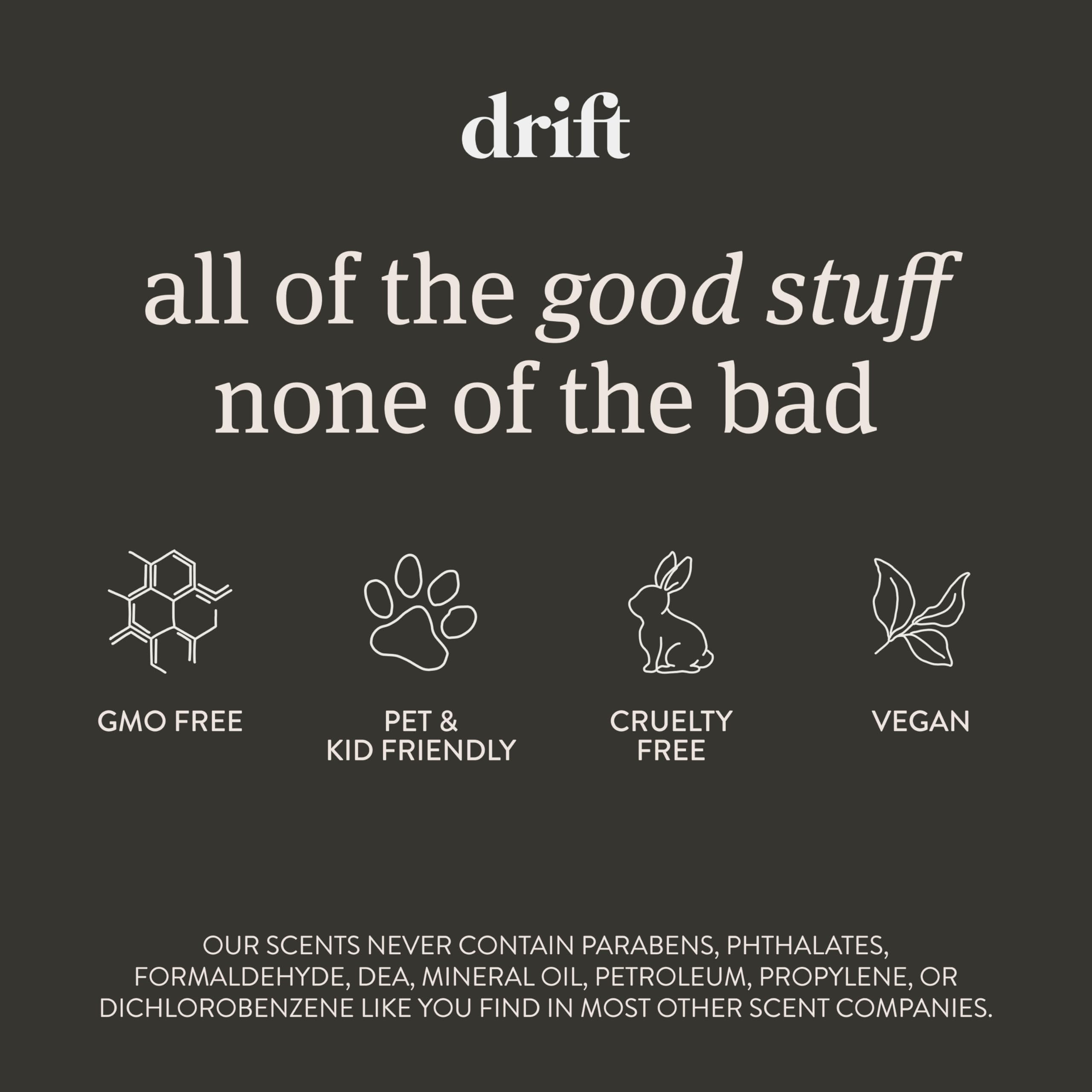 Empaque Drift con las tres variedades visibles, muestra selección y claridad de aromas