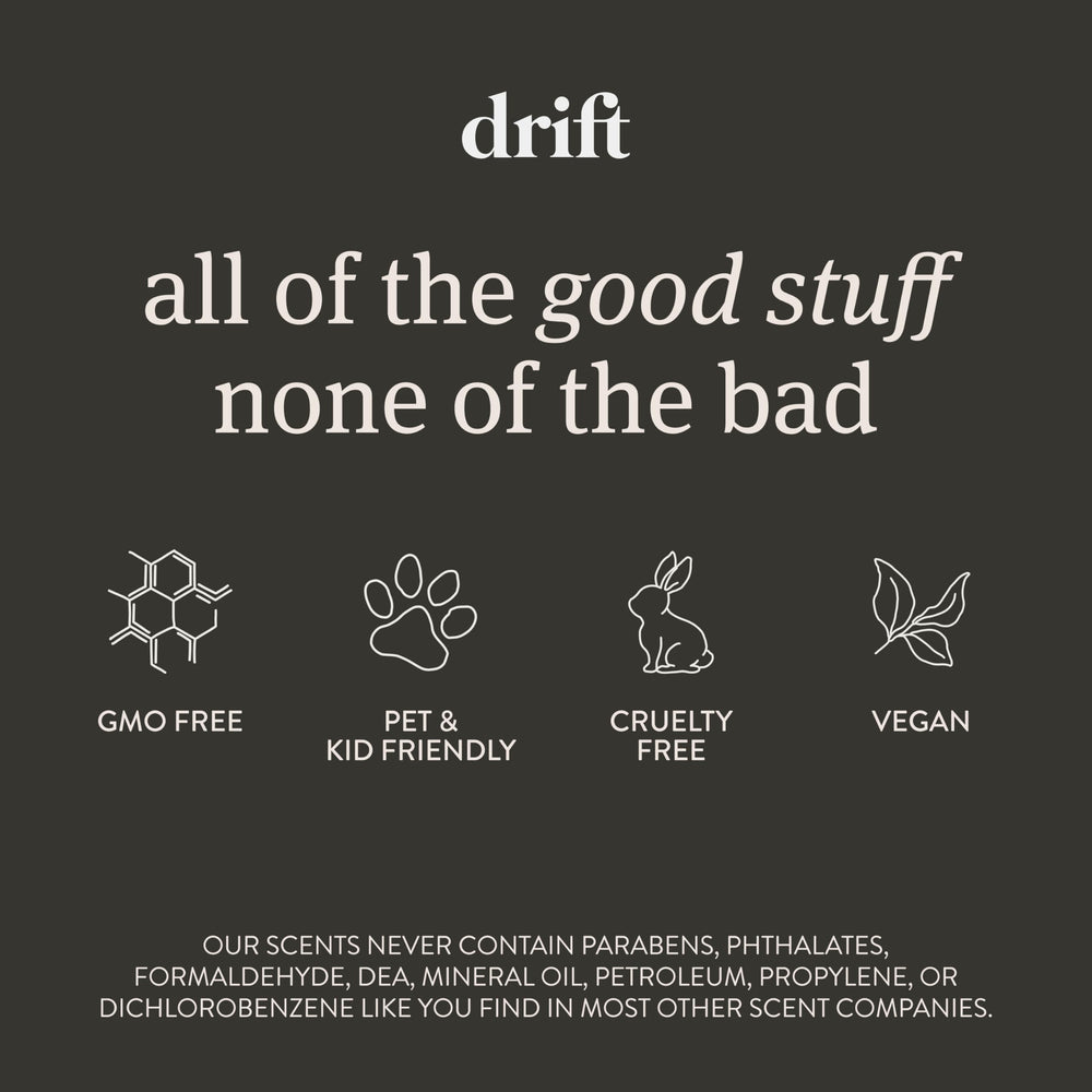 Empaque Drift con las tres variedades visibles, muestra selección y claridad de aromas