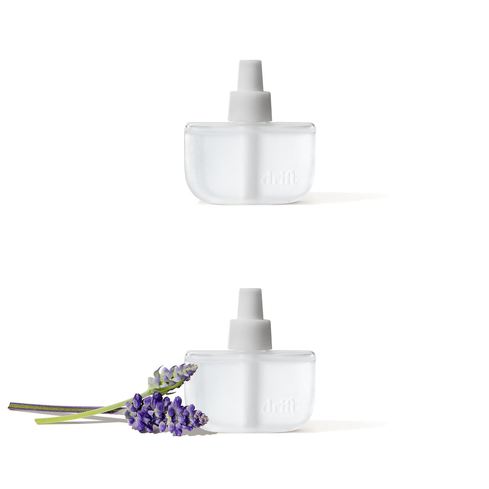 drift front packaging showing two Wild Lavender refills and branding benefit: clear identification