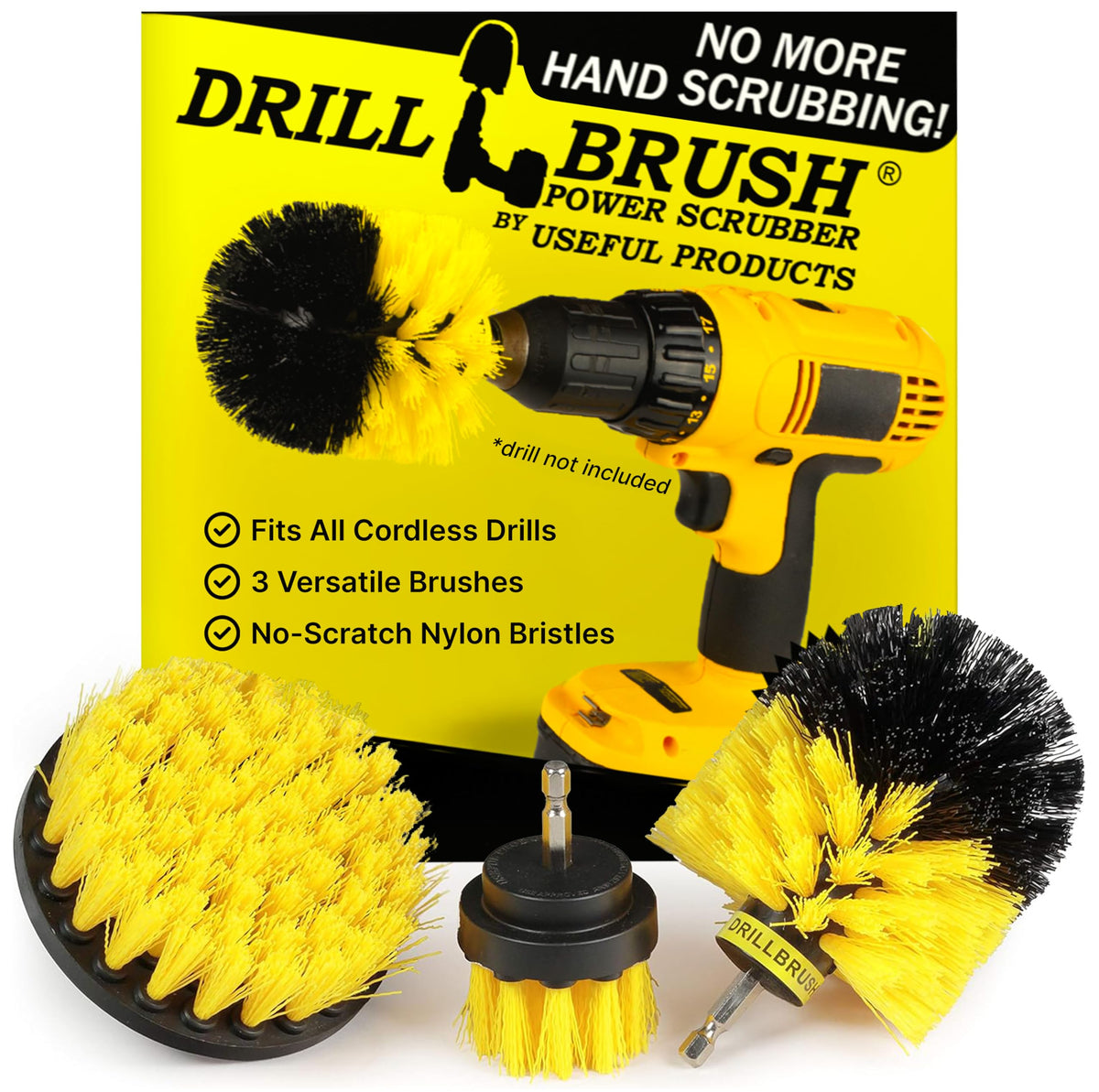 Drillbrush muestra el contenido del set para limpieza rápida