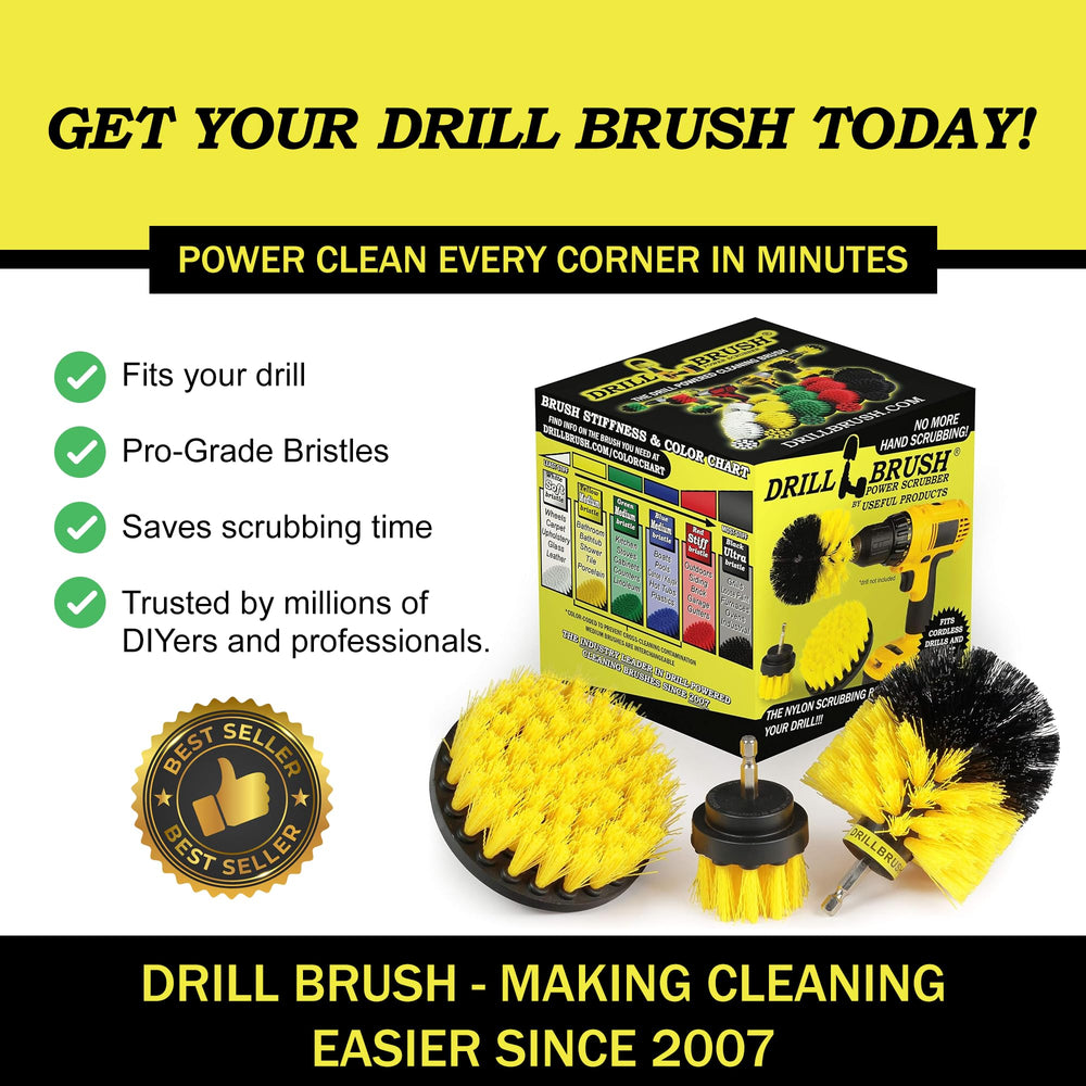 Drillbrush superficie de azulejo tras limpieza visible y brillante
