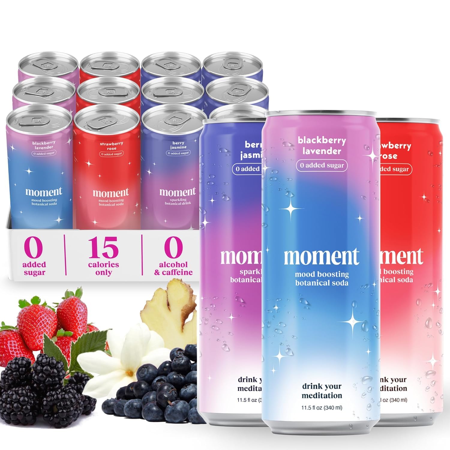 Drink Your Meditation front packaging showing 12-pack and benefits