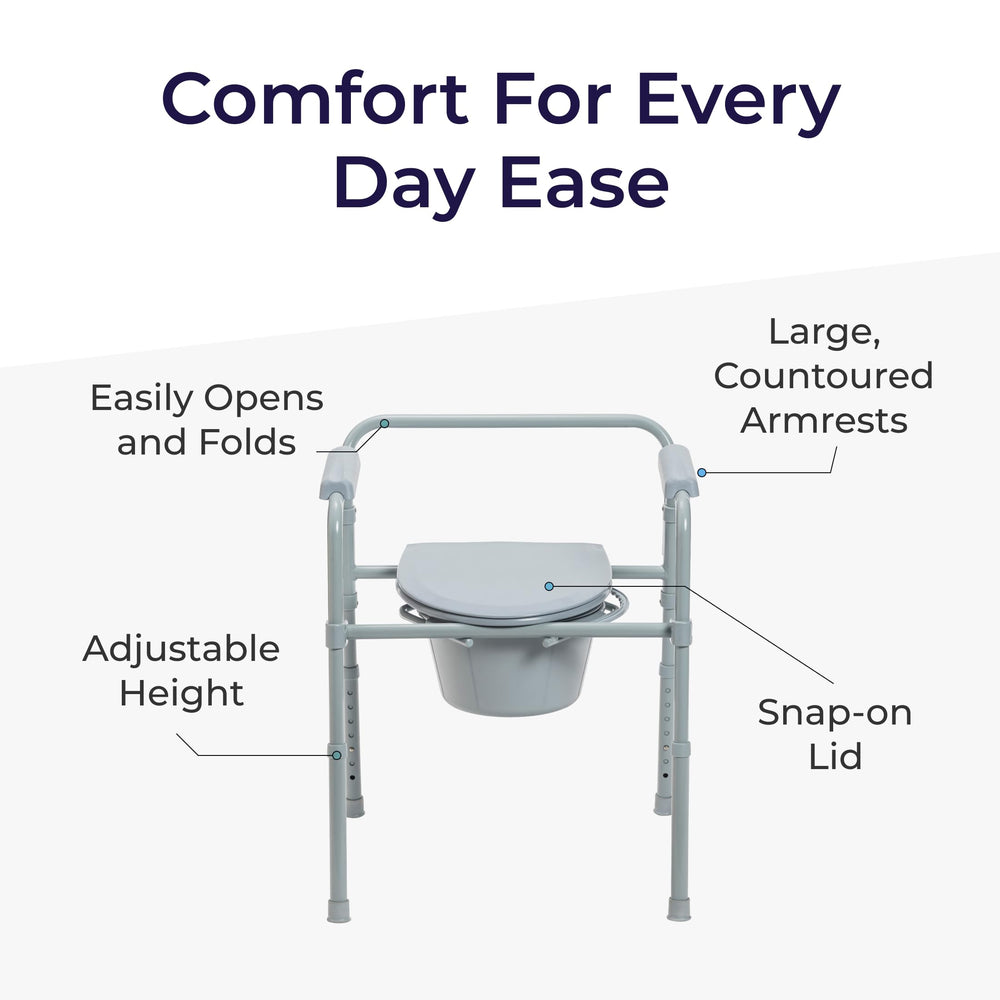 Drive Medical snap-on seat and lid close-up for quick tool-free assembly benefit