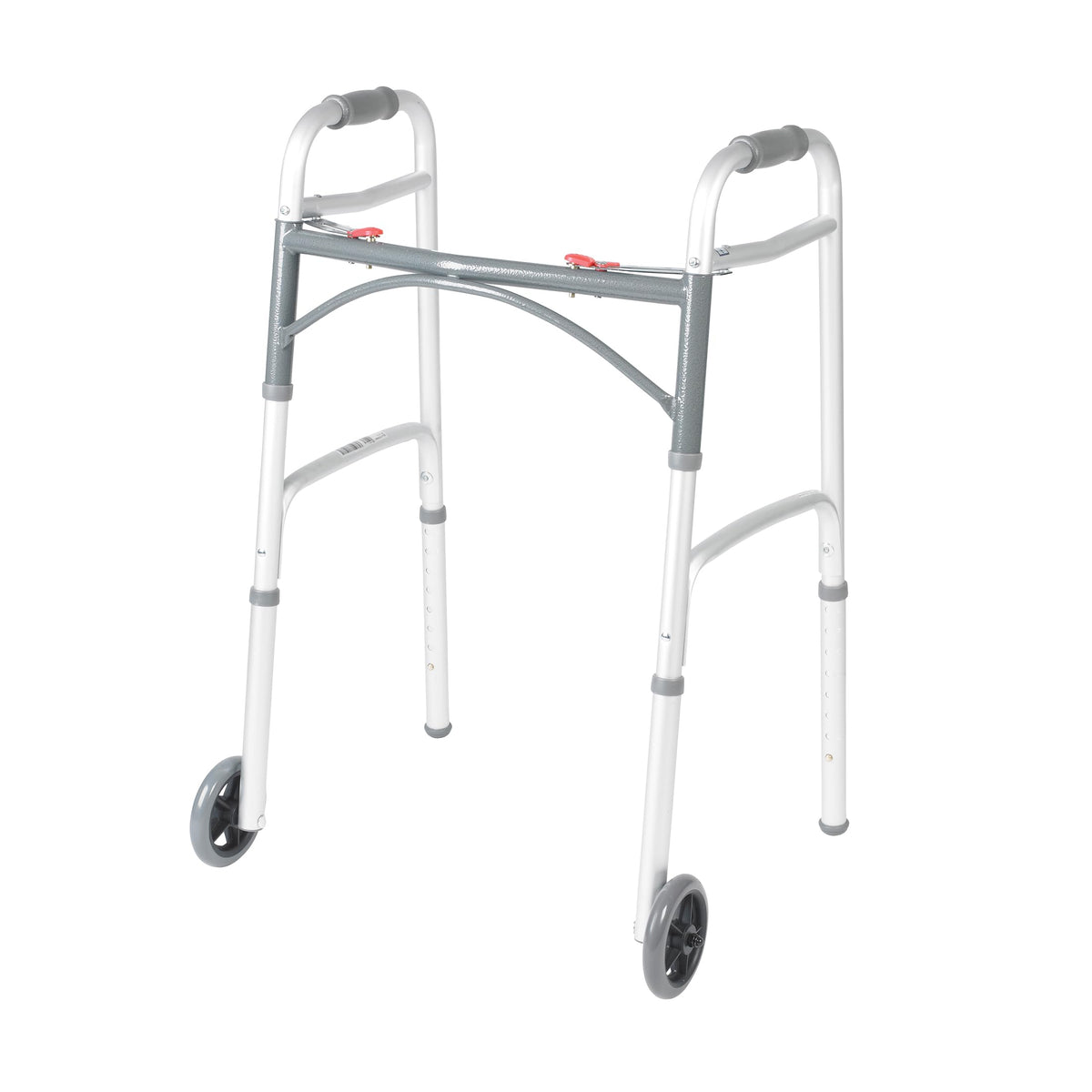 Drive Medical front view of walker showing stable frame and wheels for confident mobility