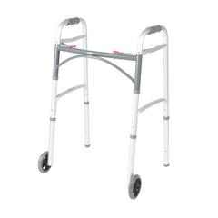 Drive Medical front view of walker showing stable frame and wheels for confident mobility