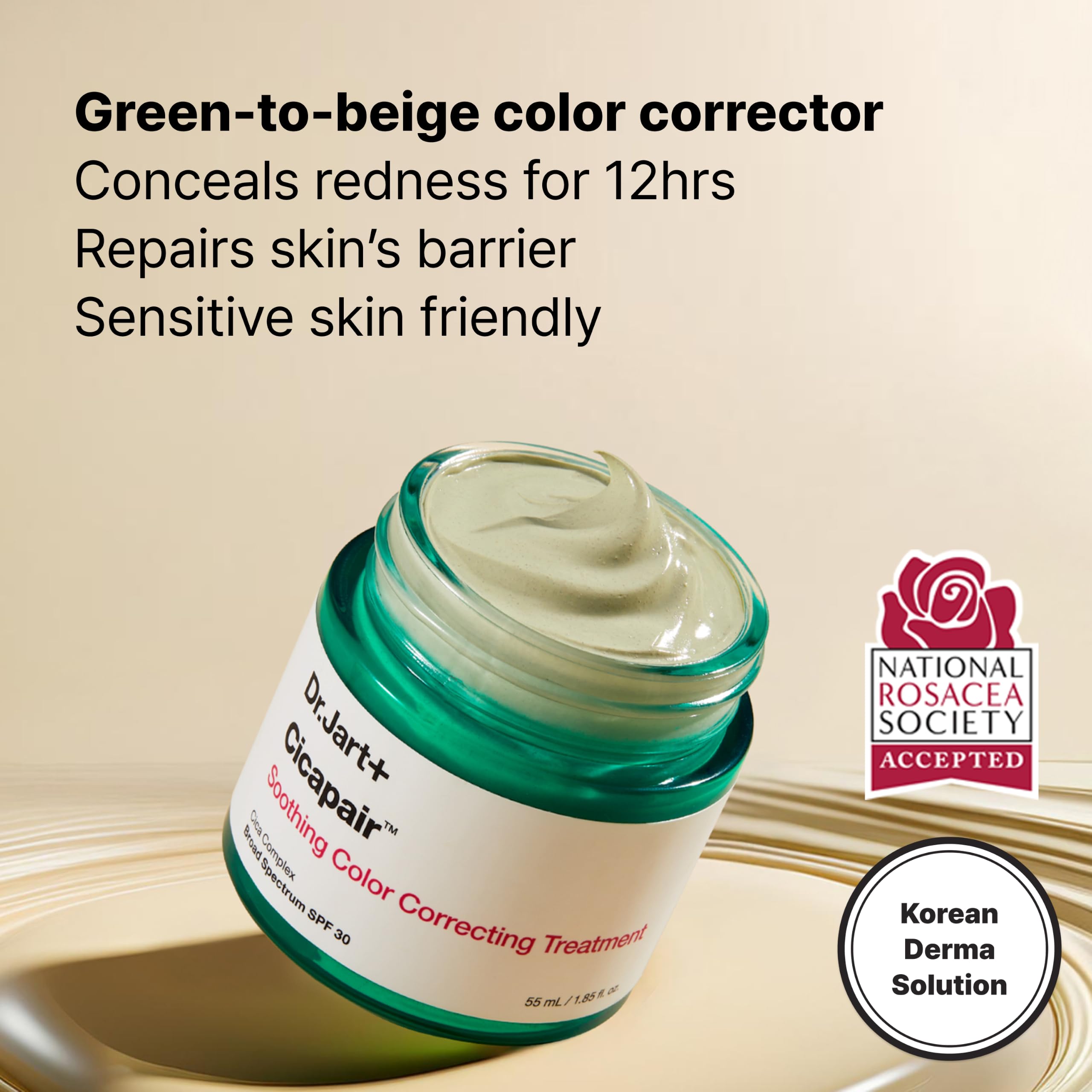 Dr.Jart+ etiqueta con ingredientes clave y protección SPF 30