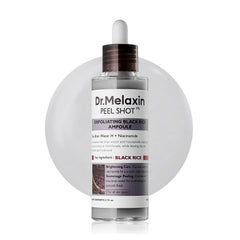 Dr.Melaxin botella frontal mostrando envase y beneficio exfoliante