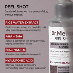 Dr.Melaxin extracto de arroz negro ilustrando brillo y nutrición