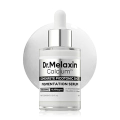 Dr.Melaxin botella frontal mostrando diseño y beneficio uniformizar tono