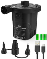 Dr.Meter vista frontal del inflador portátil con diseño compacto y fácil agarre