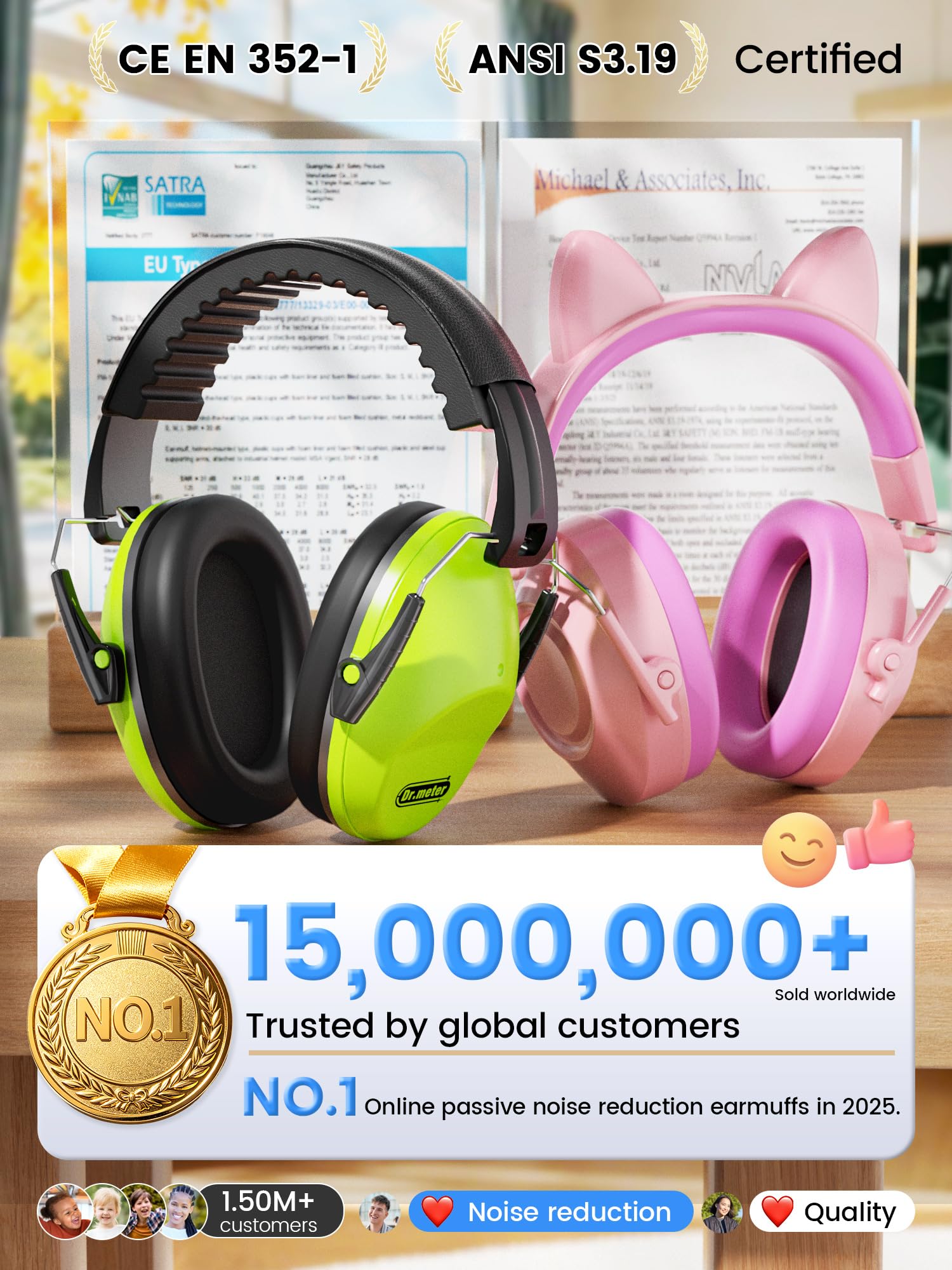Dr.meter auriculares plegados para fácil guardado y transporte