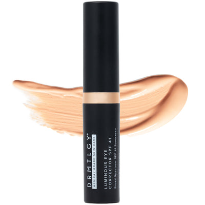 DRMTLGY corrector de ojos vista frontal que muestra aplicador y tamaño práctico