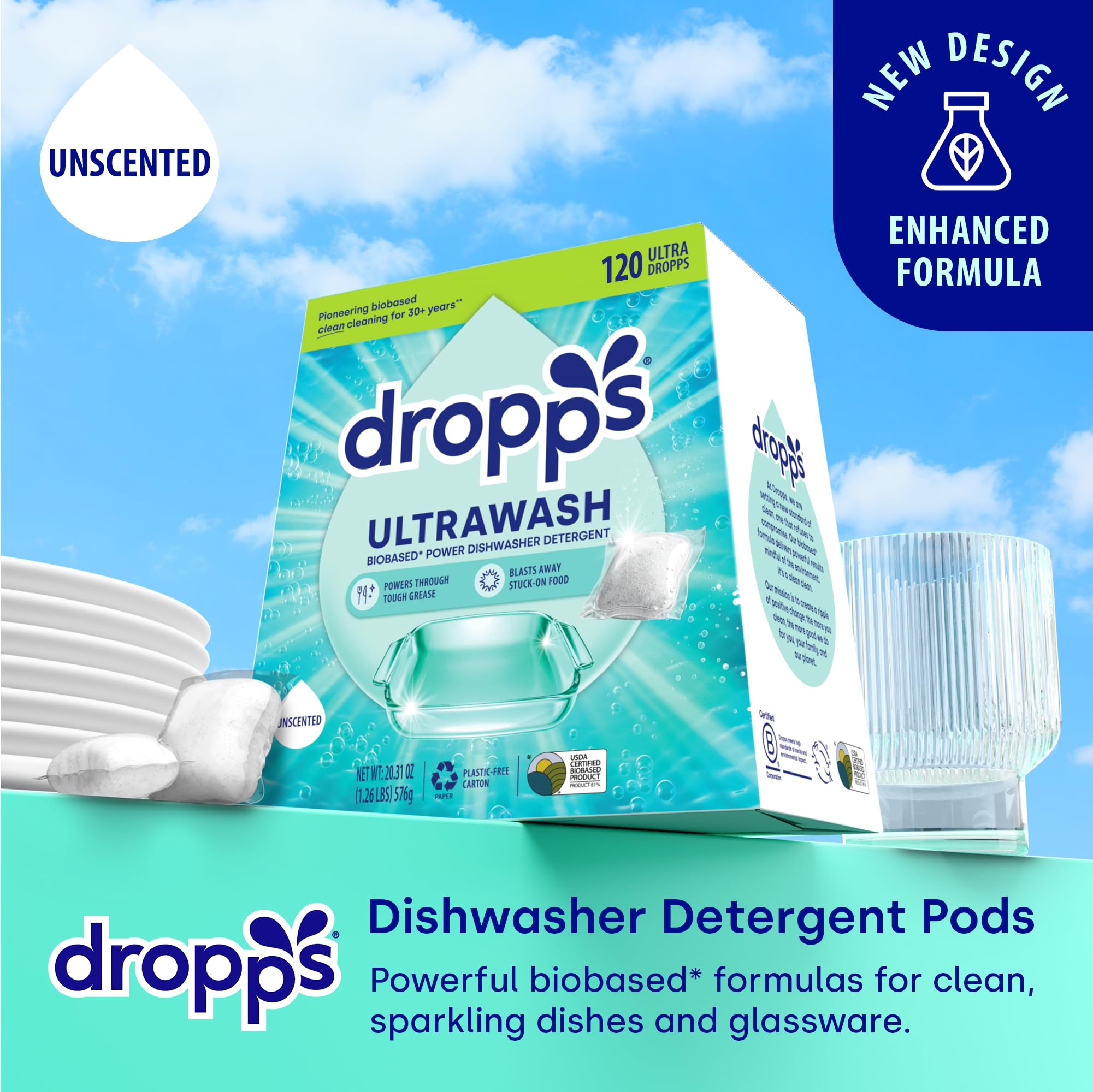 dropps primer plano de cápsula que muestra textura y disolución rápida