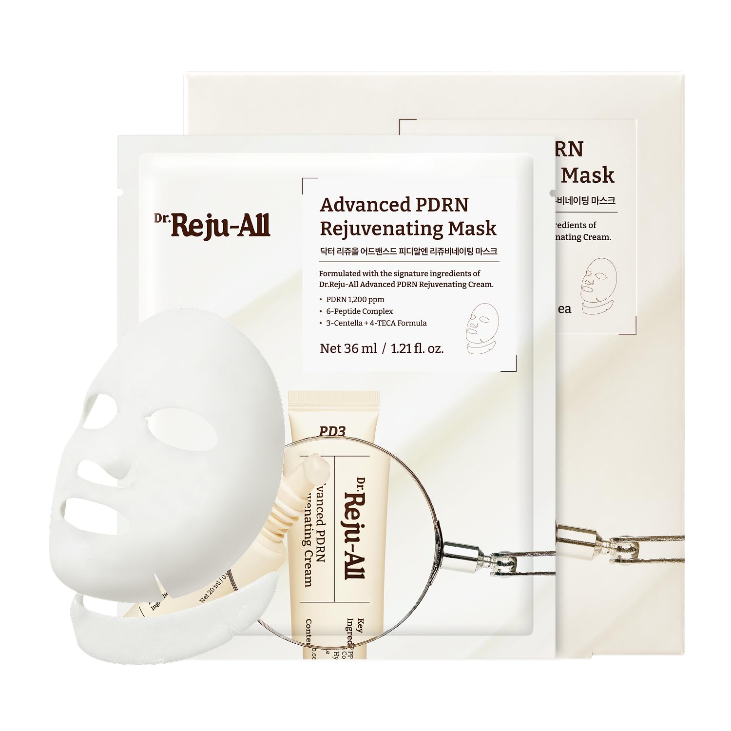 Dr.Reju-All packaging frontal mostrando set de mascarillas y beneficio práctico