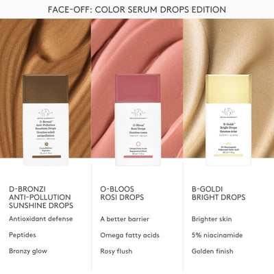 Drunk Elephant botellas con diferentes tonos para comparar intensidad
