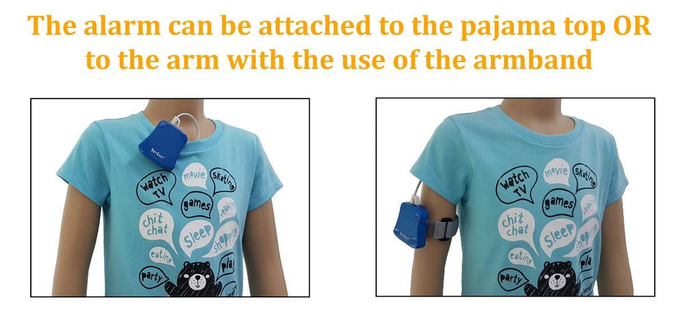 DRYEASY sensor colocado en la ropa de cama demostrando detección inmediata