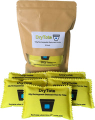 DryTote empaque frontal mostrando cinco paquetes y utilidad de protección