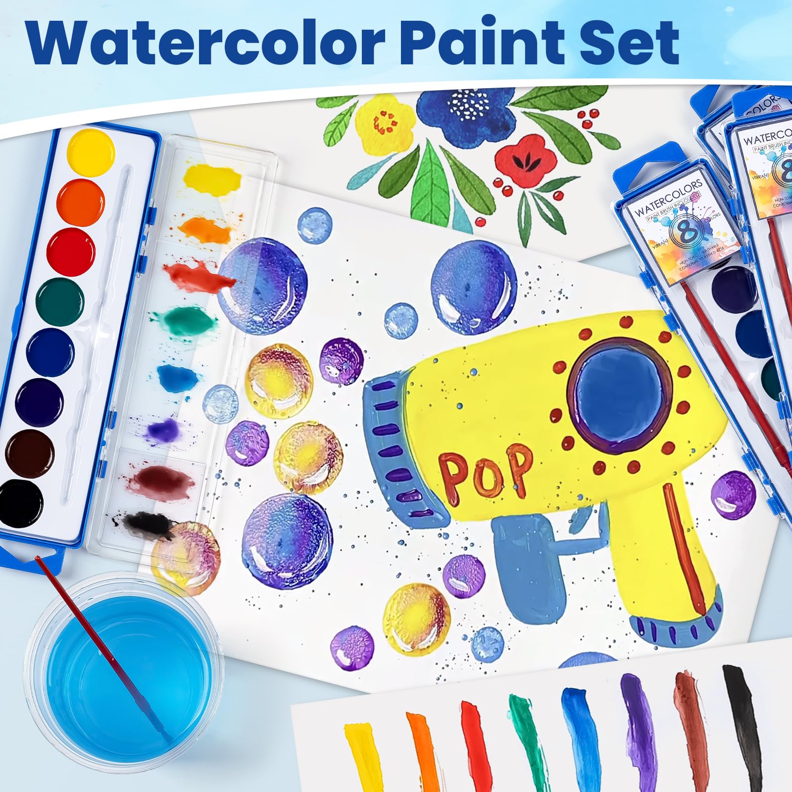 Duchong hand next to a kit to show scale, convenient pocket-sized art supply for kids
