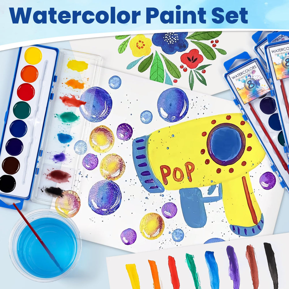 Duchong hand next to a kit to show scale, convenient pocket-sized art supply for kids