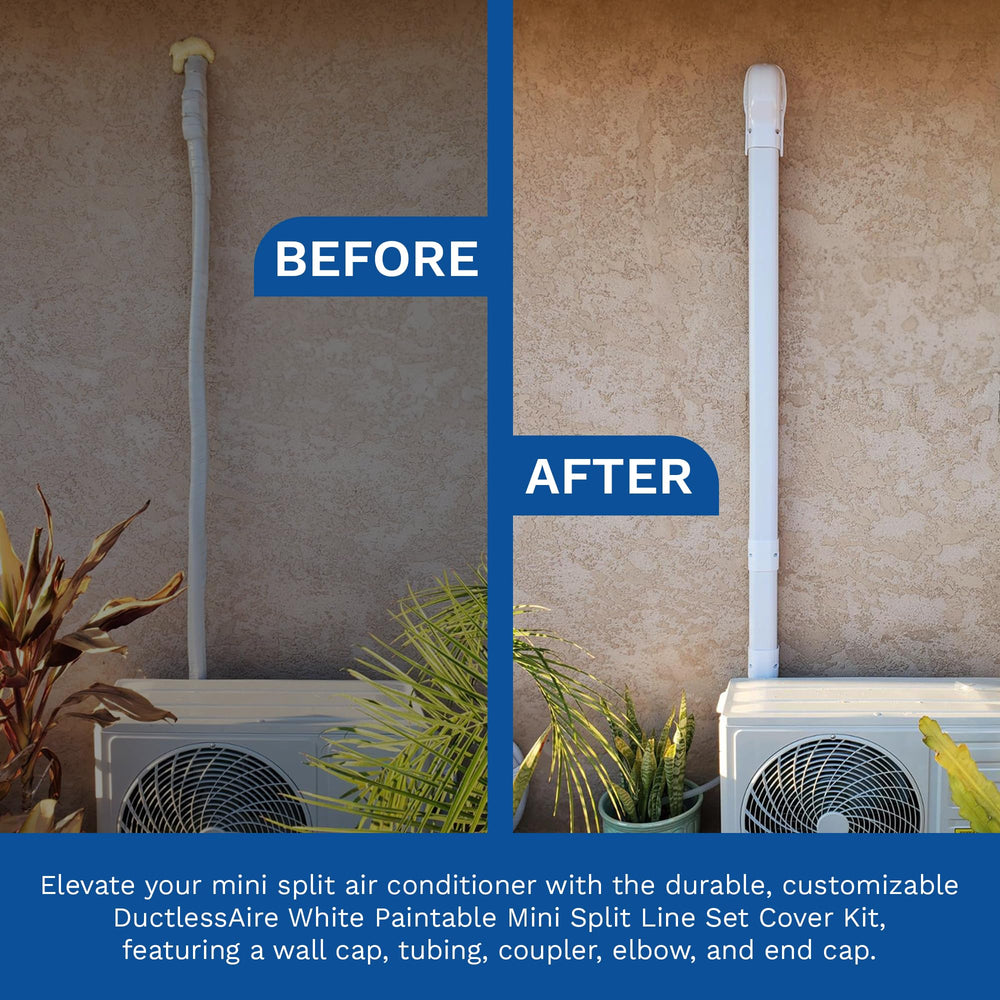 DuctlessAire wall cap instalado en pared para un paso limpio y protegido