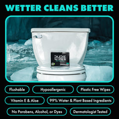 DUDE Wipes etiqueta con ingredientes como menta y aloe vera, transparencia y confianza