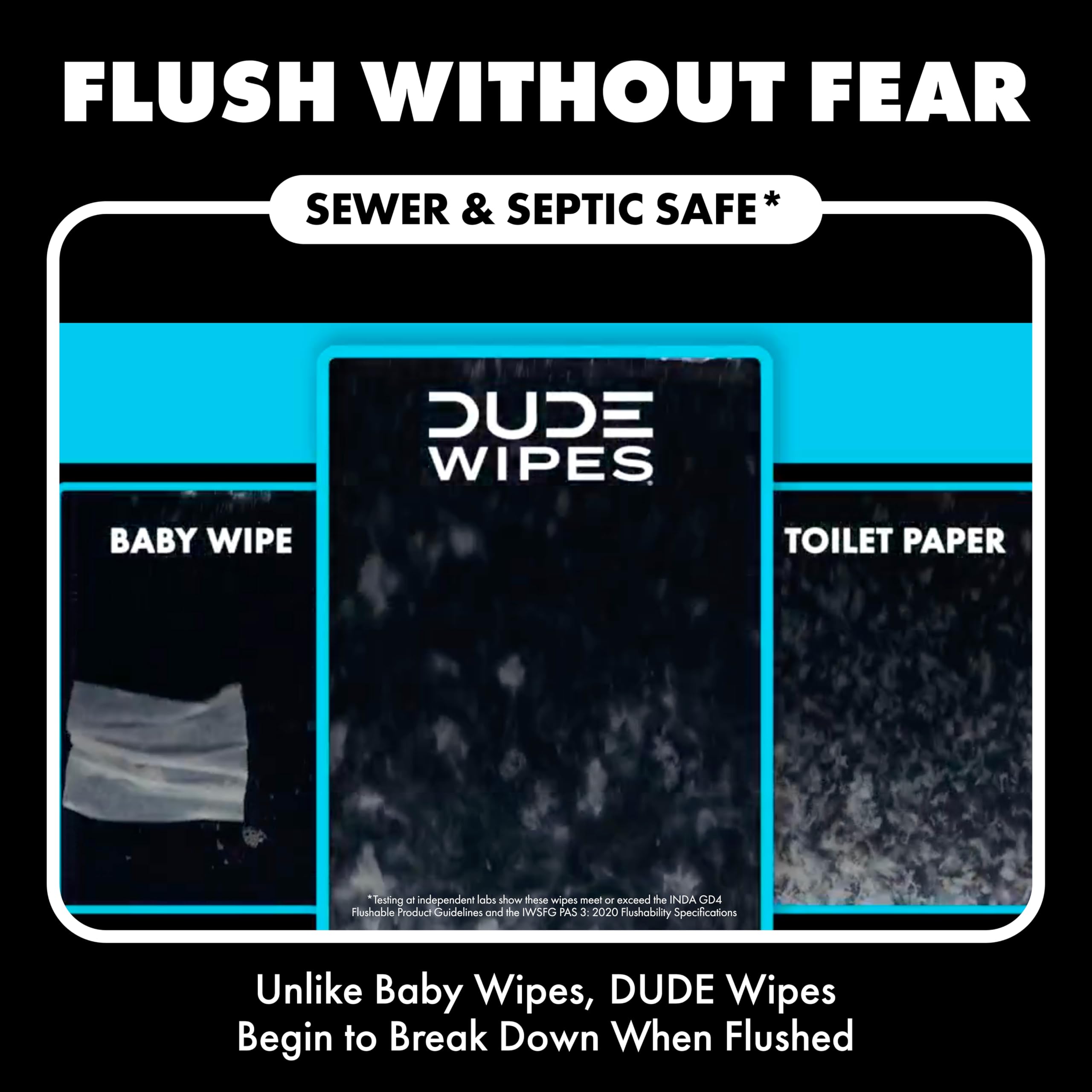 DUDE Wipes persona usando toallita tras baño para frescura inmediata