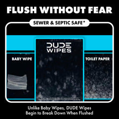 DUDE Wipes persona usando toallita tras baño para frescura inmediata