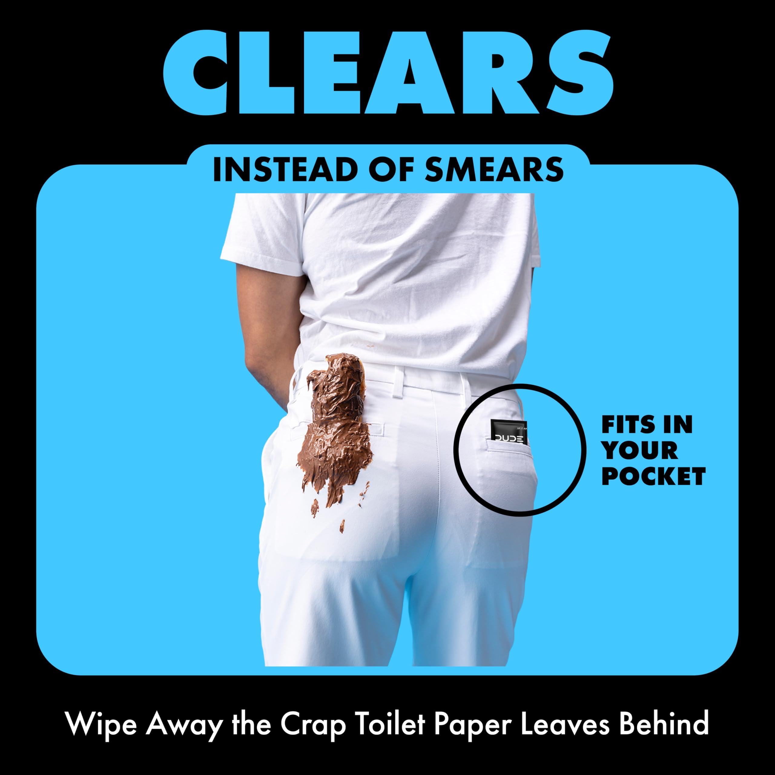 DUDE Wipes etiqueta de ingredientes con Aloe Vera y vitamina E visibles