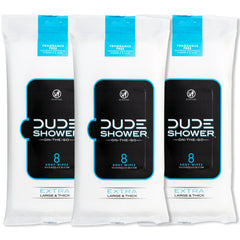DUDE Wipes front packaging showing 24-count pack for easy travel freshness