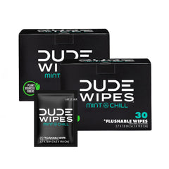 DUDE Wipes empaque frontal de viaje mostrando 60 unidades y comodidad inmediata